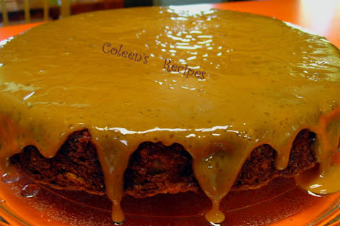 APPLE SNACK CAKE with CARAMEL FROSTING