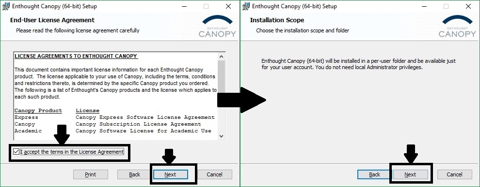 installation of Canopy on Windows