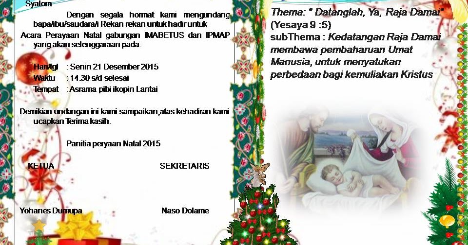 Contoh Undangan Natal 2019