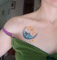 Moon Tattoo Designs, Moon with Stars Tattoo Designs