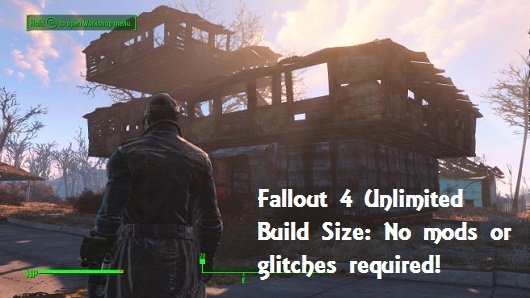 fallout 4 unlimited build size no mods or glitches required fallout 4 settlement size console command