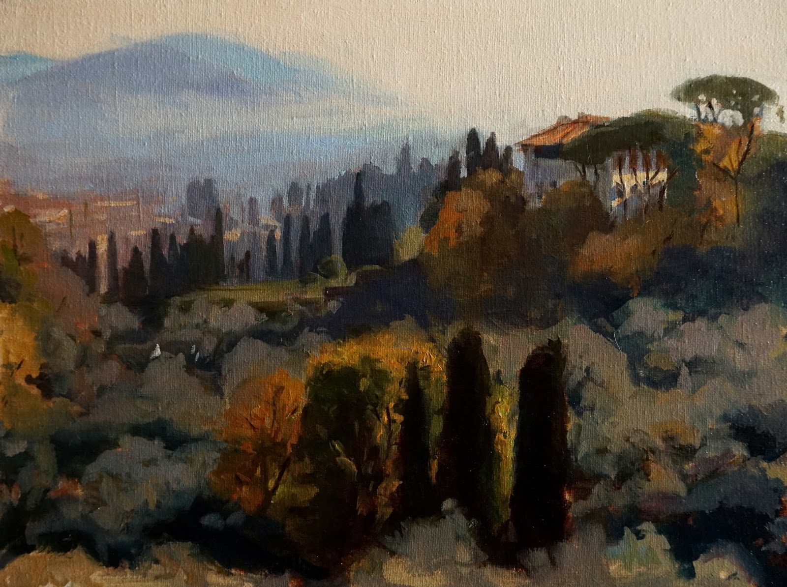 Jonelle Summerfield Oil Paintings Misty Morning in Tuscany