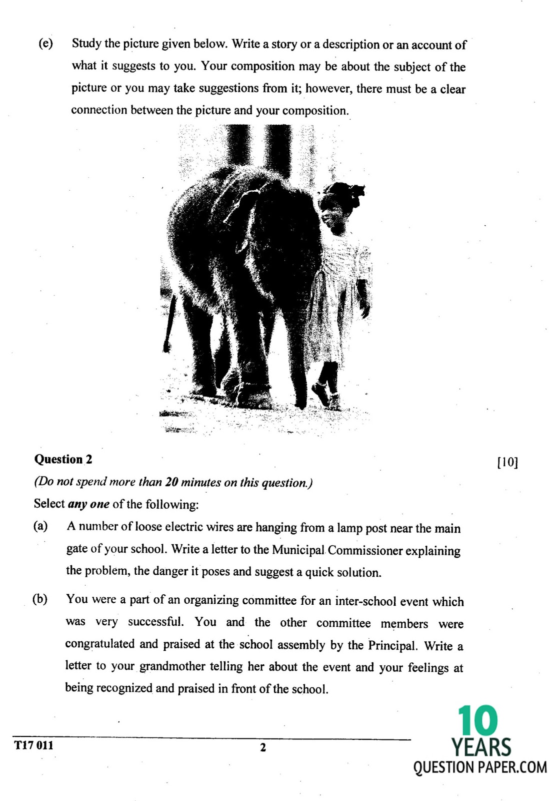 Icse class 10th English question paper 2017 Icse class 10th English Language question paper 2017