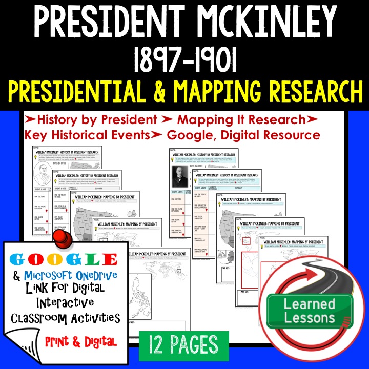 American History Presidential Research and Mapping Graphic Organizers