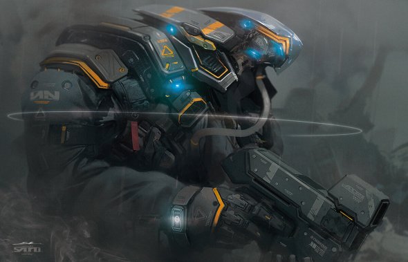 Robôs e seres cibernéticos nas ilustrações de ficção científica de Takayuki Satou Takayuki Satou esuthio artstation arte ilustrações ficção científica fantasia sombria cyber robôs