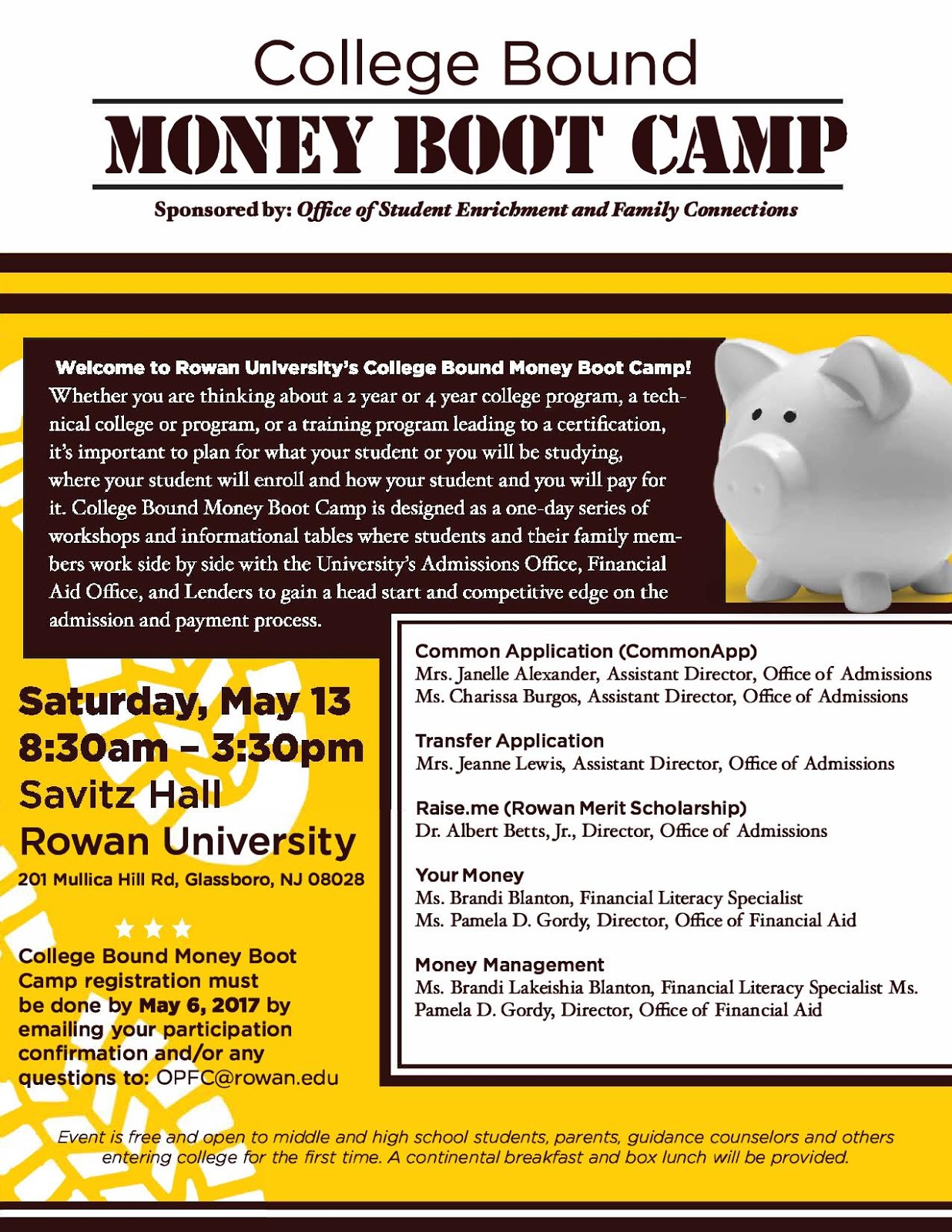 Woodbridge High School Guidance Department : Register for the Free Money Boot Camp at Rowan ... Woodbridge High School Guidance Department : Register for the Free Money Boot Camp at Rowan ...
