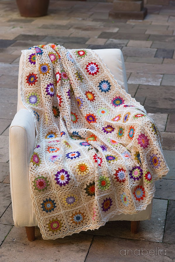 Sofa size crochet square blanket by Anabelia Craft Design