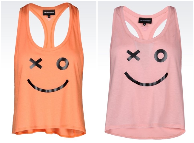 2016 SS Emporio Armani Smiley Face Cotton Shirt Armani笑臉背心 穿搭