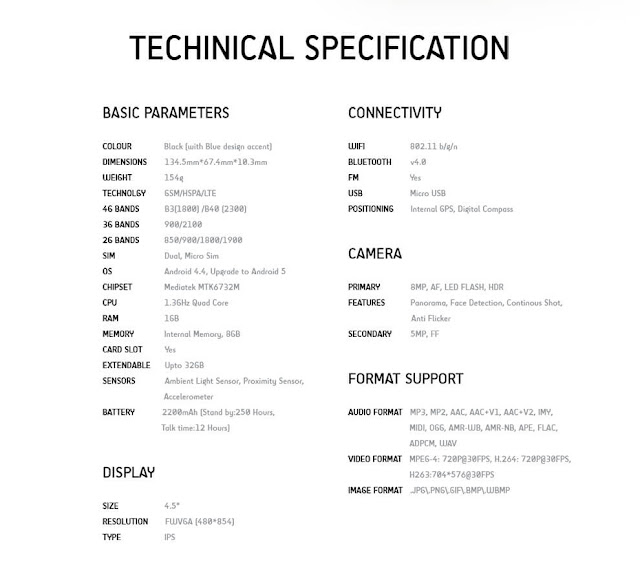 Blade QLUX 4G Specification