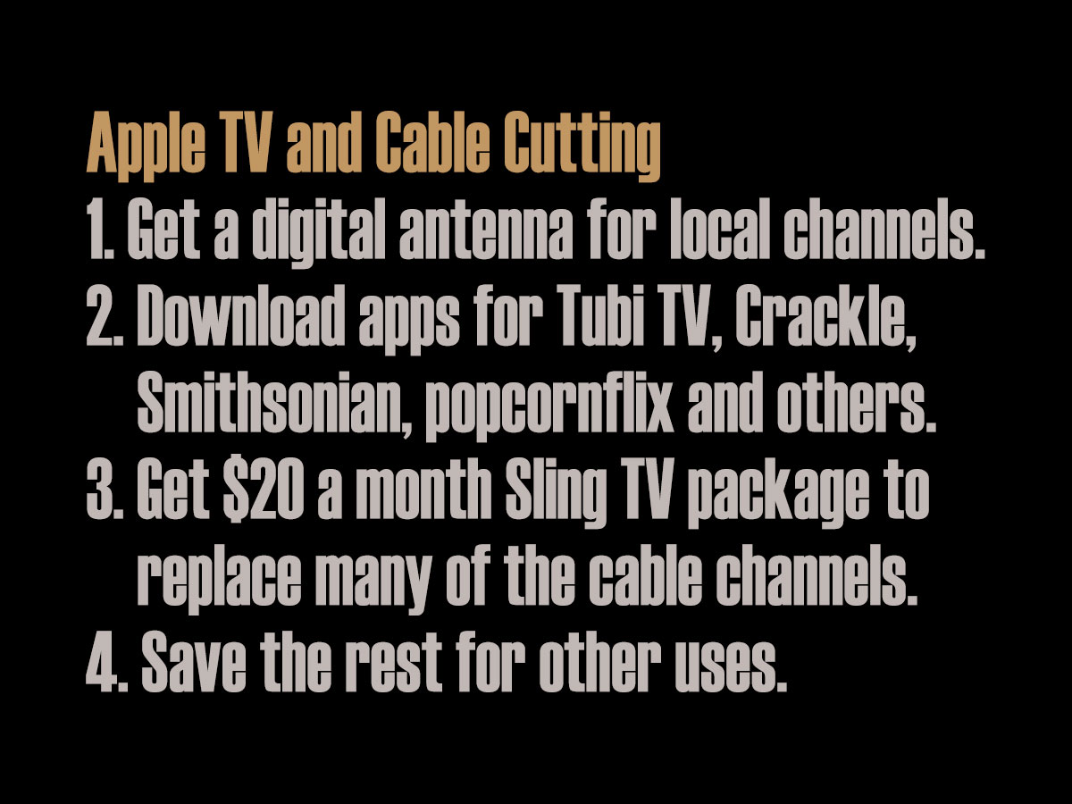 Cable Cutting Roku, Apple TV, Amazon Fire TV, Chromecast Apple TV 4