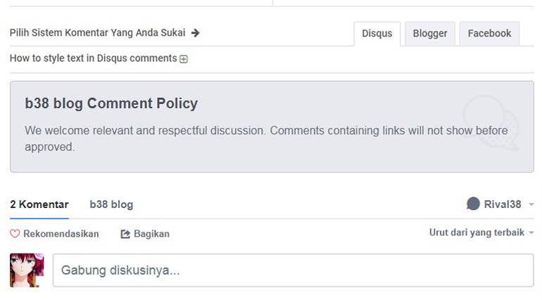 Cara Membuat Comment Policy di Komentar Disqus Cara Membuat Comment Policy di Komentar Disqus