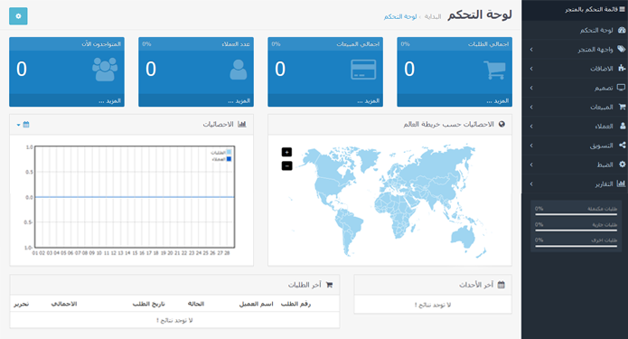 لوحة تحكم المتجر لوحة تحكم المتجر