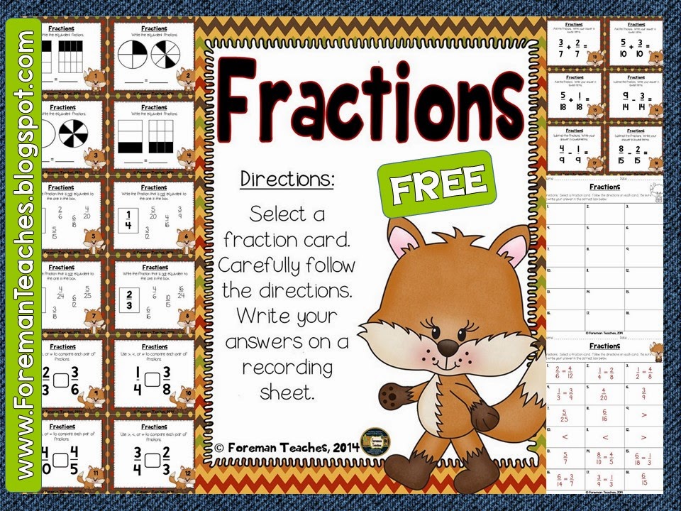 http://www.teacherspayteachers.com/Product/Fractions-Task-Cards-Free-1624360