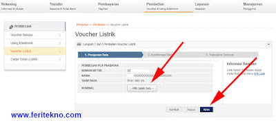 cara beli pulsa listrik atau token listrik di internet banking bri 3