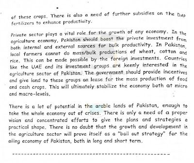 Pakistan's Agriculture English Essay - A Bail-out for the Economy