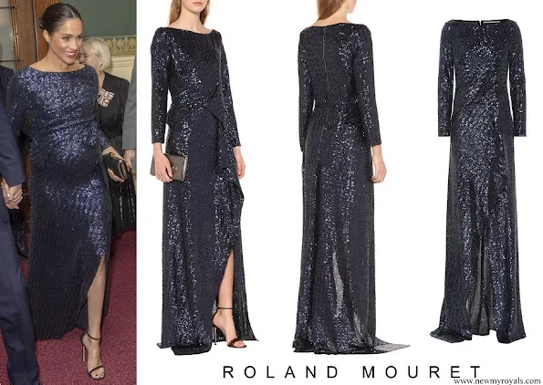 Meghan Markle wore ROLAND MOURET Sequined gown