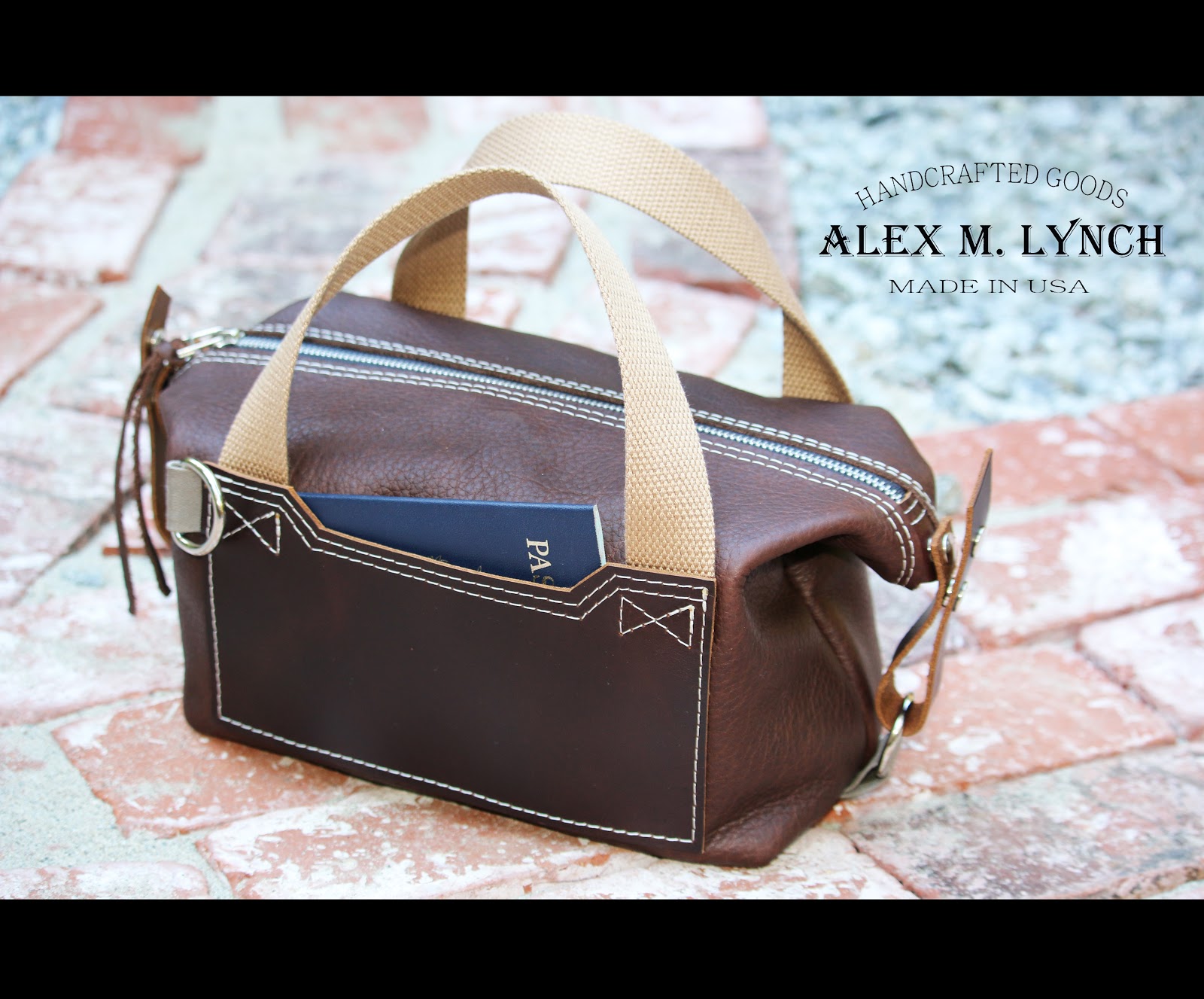 ALEX M LYNCH handmade leather toiletry bag