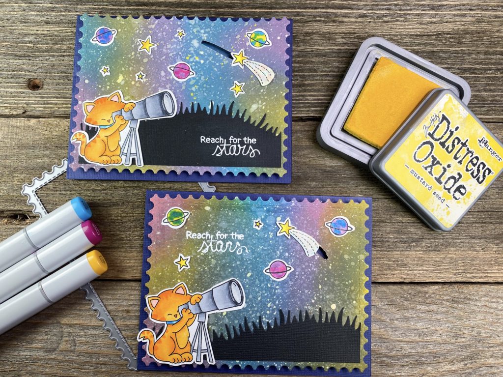 Reach for the Stars Card by April Guest Designer Jennifer Hartsgrove | Cosmic Newton Stamp Set and Framework Die Set by Newton's Nook Designs #newtonsnook #handmade