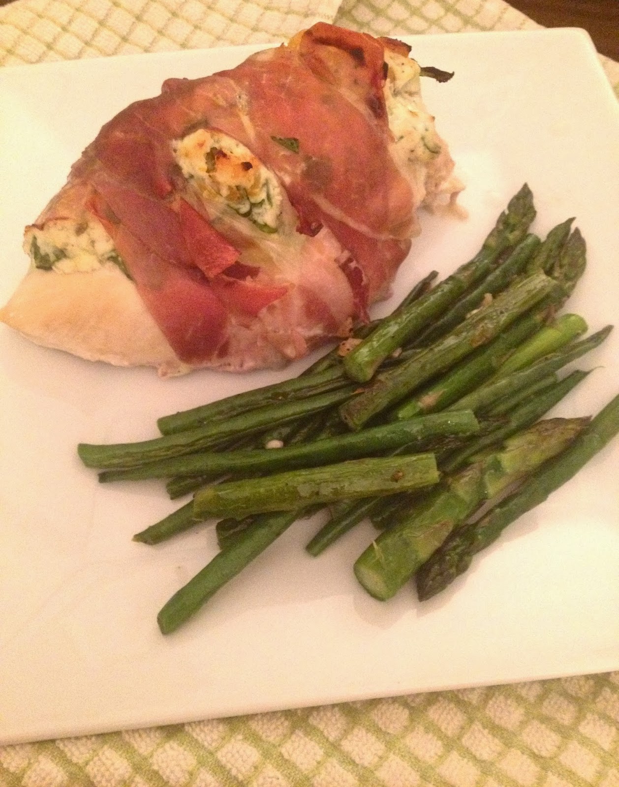 Prosciutto Wrapped Chicken with Dried Apricot Ricotta Filling