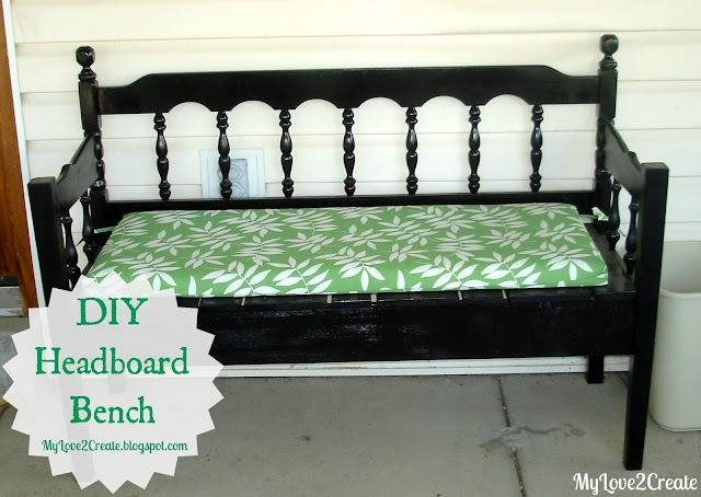How to build a beautiful Headboard bench with different repurposed parts, full picture tutorial at MyLove2Create
