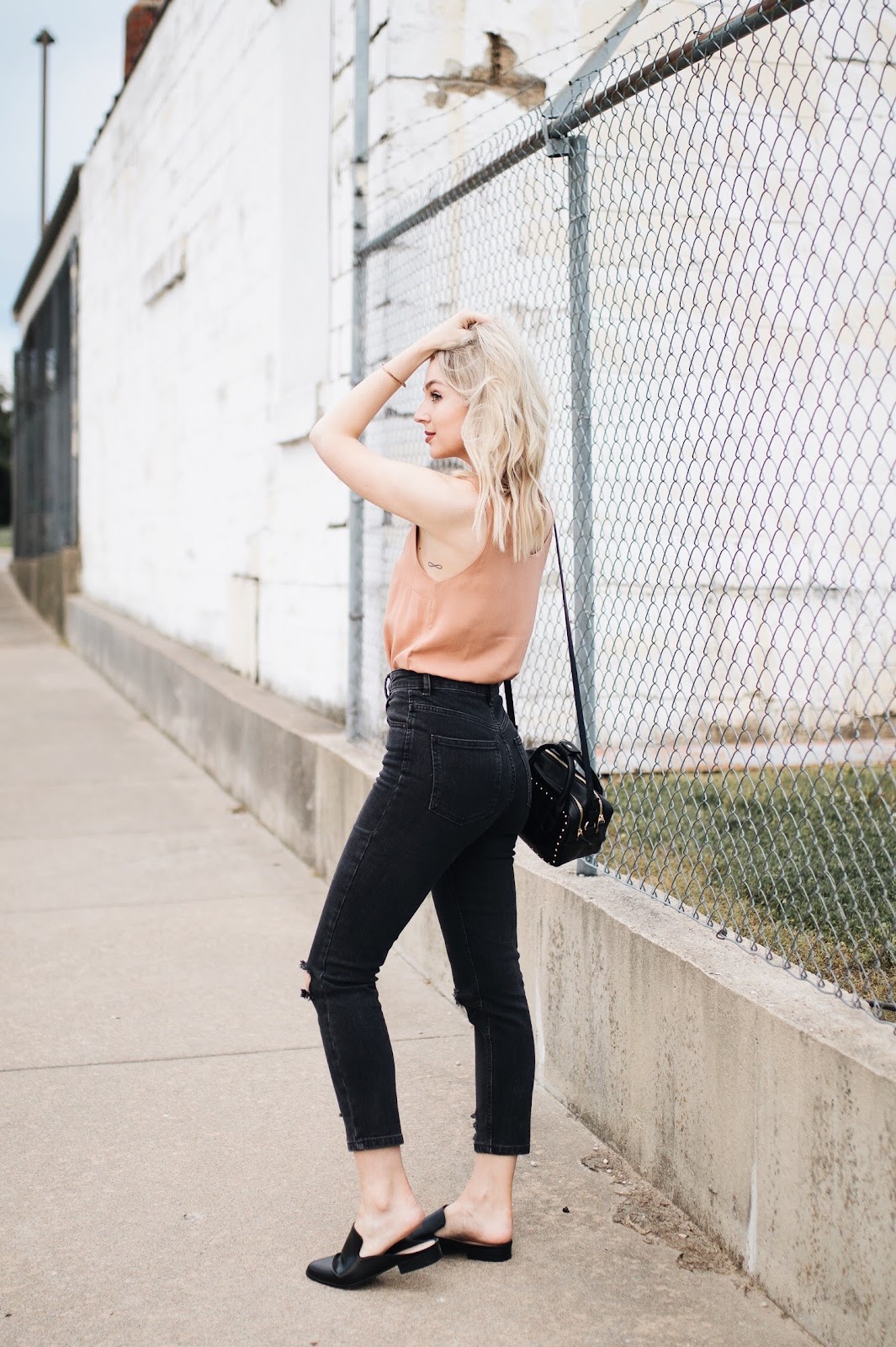 high-waisted, cropped mom jeans