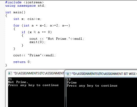 C++: C++: Whether a given Number is Prime or Not in C++