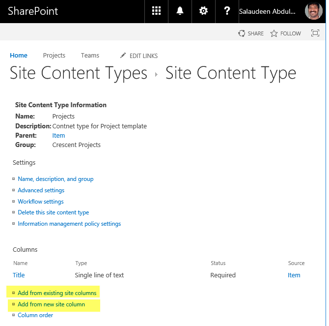 sharepoint online how to add a site column to content sharepoint site types