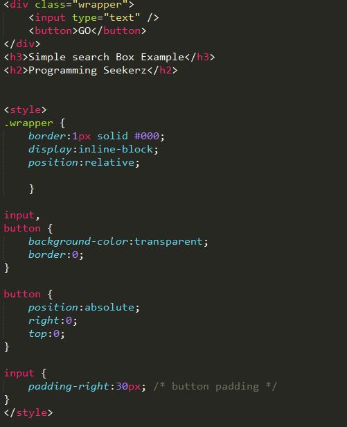Simple Search Box Example HTML 5 ,CSS 3 - Programming SeekerzZ