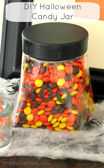DIY Halloween Candy Jar via DIYOntheCheap.com.