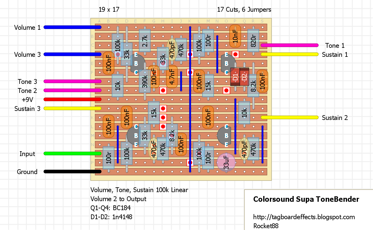 Guitar FX Layouts: Colorsound Supa ToneBender