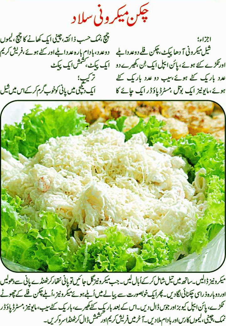 Urdu Recepies 4U Chicken Macaroni Salad Recipe In Urdu