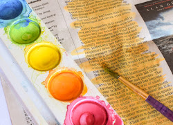 newspaper tree paper painted fall glue paint cardstock painting paintbrushes scissors watercolor stick construction brown