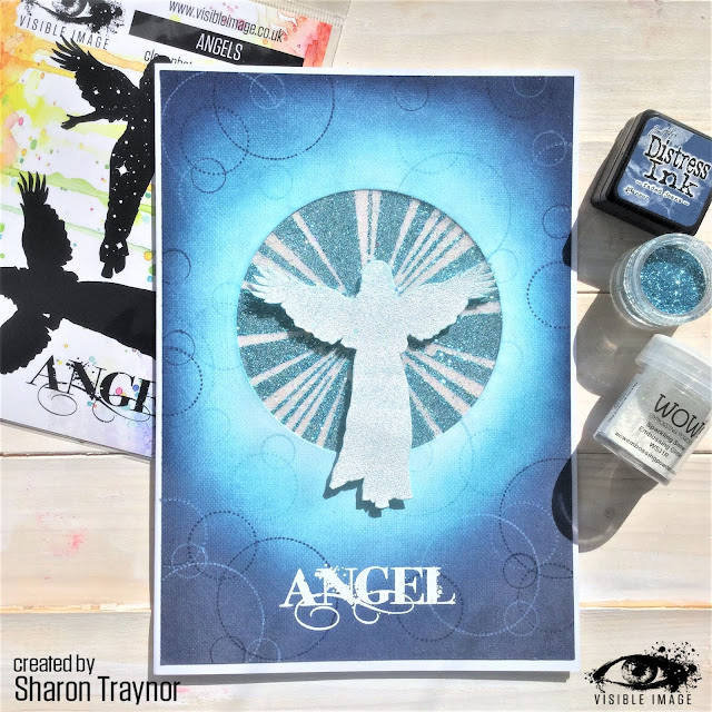 angels stamp - white embossing