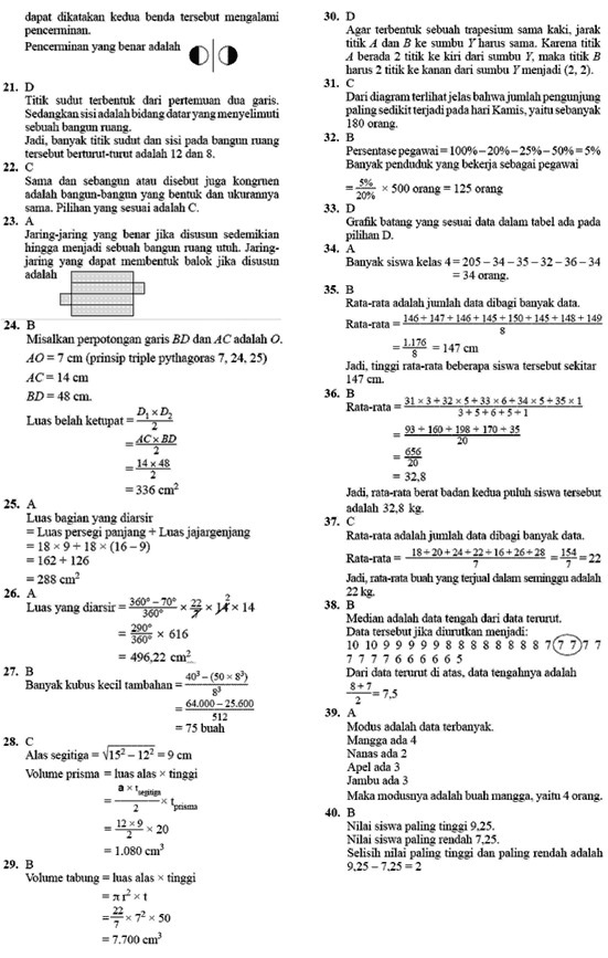 soal un matematika sd kelas 6 tahun 2014