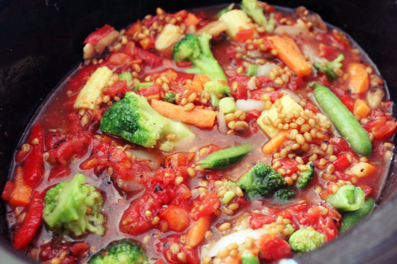 Ugly delicious (Trader Joe's veggie barley and meatball crock pot dump