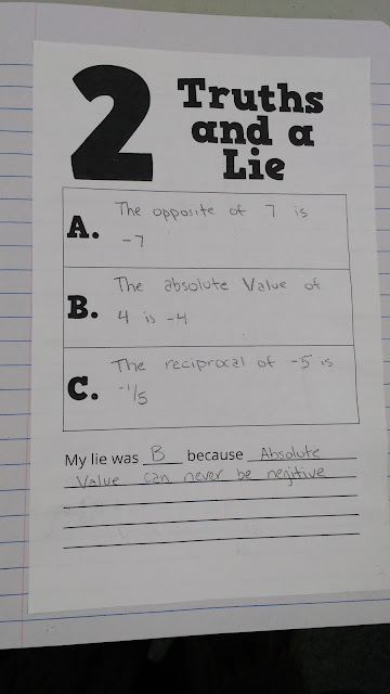 Math = Love: Two Truths and a Lie Activity Template