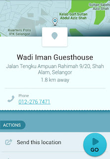 Homestay, Shah Alam, Wadi Iman Guesthouse, peta, map, jalan-jalan, sesat, cuti-cuti