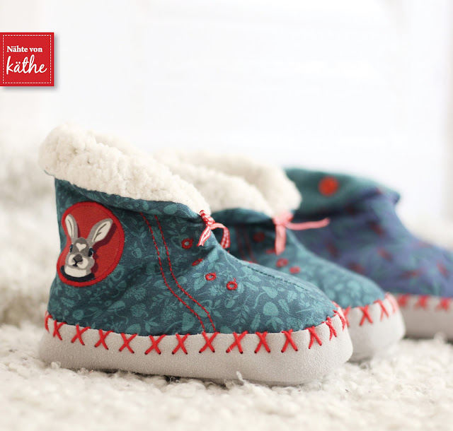 Hüttenschuhe von Prym aus Lila-Lotta Forest-Kollektion Hüttenschuhe von Prym aus Lila-Lotta Forest-Kollektion