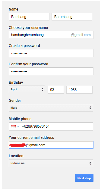 Data informasi pendaftaran email Cara Membuat Email (Gmail)