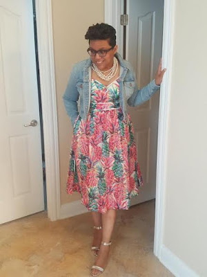 J Crew Spaghetti Strap Dress in Ratti Pineapple Print styled by top Kentucky fashion blogger, Really Rynetta
