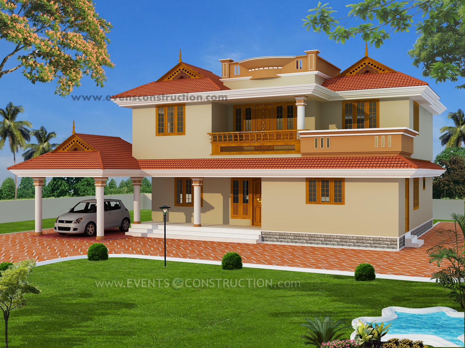 Evens Construction Pvt Ltd: 3 Bedroom Kerala model home elevation