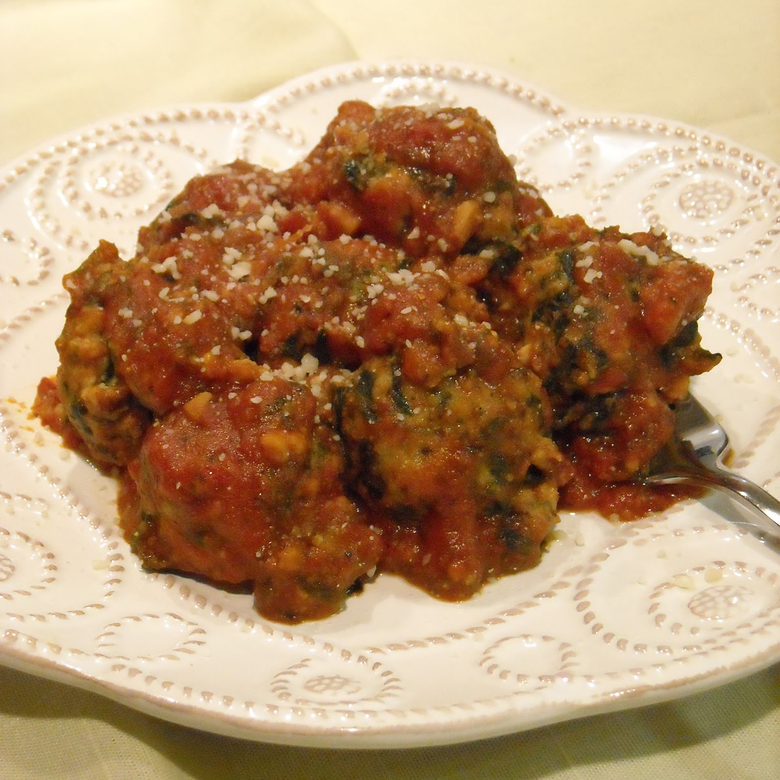 Diabetics Rejoice! Spinach Dumplings in Marinara Sauce