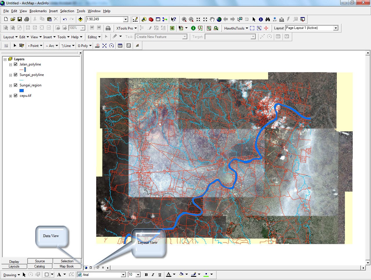Belajar gis layout peta di arcmap