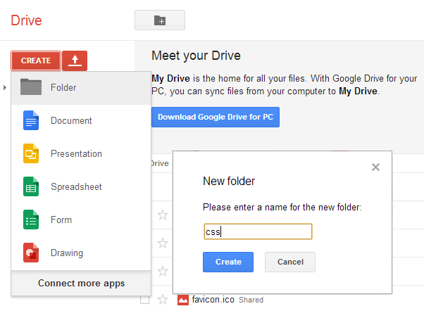 create folder on google drive