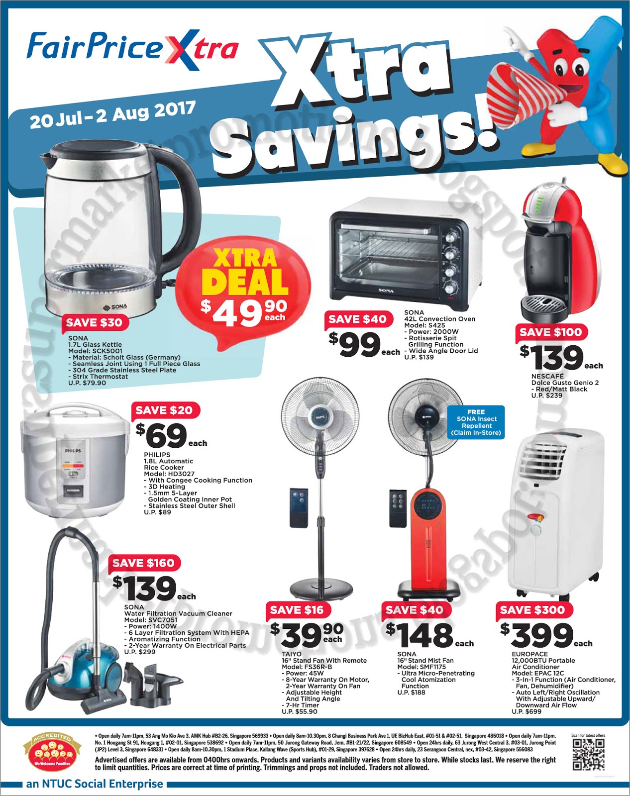 NTUC FairPrice Xtra Electrical Fair 20 July 02 August 2017