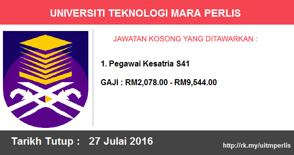 Jawatan Kosong di Universiti Teknologi MARA (UiTM) Perlis Jawatan Kosong di Universiti Teknologi MARA (UiTM) Perlis