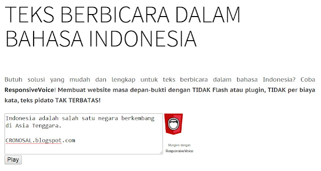 Text to Speech dalam Bahasa Indonesia Gratis Text to Speech dalam Bahasa Indonesia Gratis