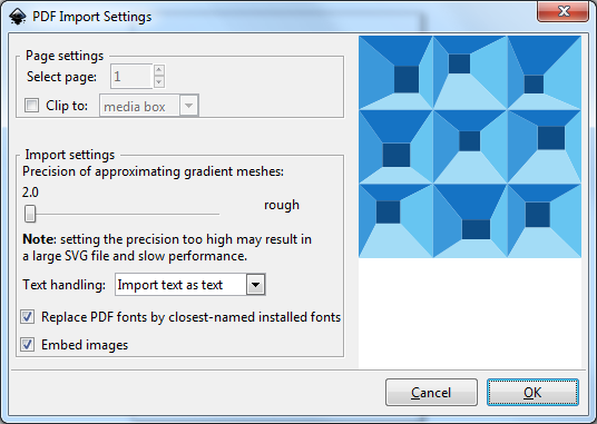 PDF Import Settings Dialog PDF Import Settings Dialog