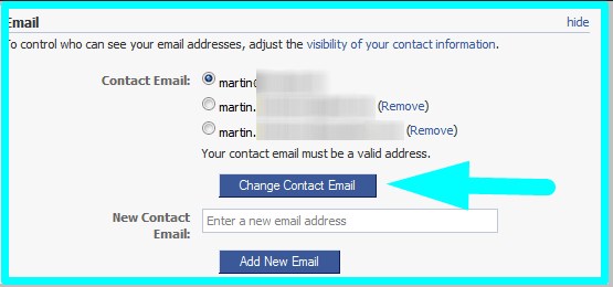 Change email address on facebook