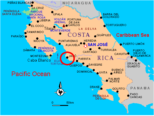 Map Jaco Beach Costa Rica 